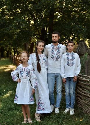 4347 ексклюзивна лляна сукня вишиванка з сімейної колекції " на крилах кохання "7 фото