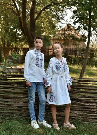 4347 ексклюзивна лляна сукня вишиванка з сімейної колекції " на крилах кохання "6 фото