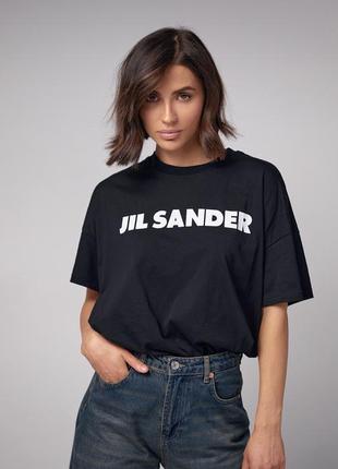 Трикотажна футболка з написом jil sander