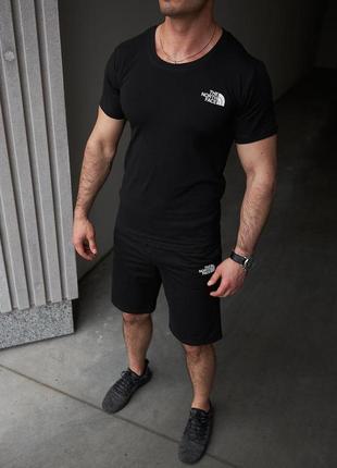 Комплект tnf футболка чорна + шорти, літній спортивний набір2 фото