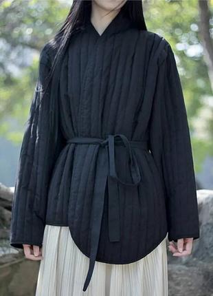 Стеганое кимоно утепленное бохо этно азиатский стиль inbloom store куртка весна1 фото