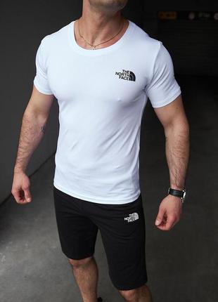 Комплект tnf футболка белая + шорты, летний спортивный набор