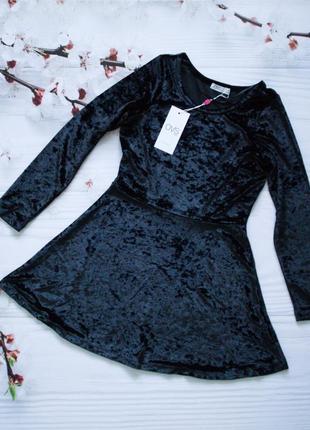 Чорне велюрове плаття для дівчинки (10-11років)2 фото