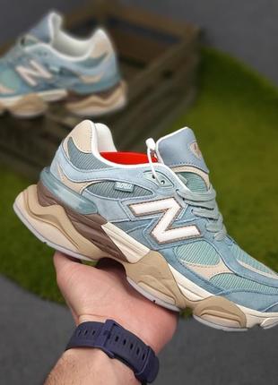 New balance 9060 блакитні з бежевим  кросівки кеди жіночі замшеві нью баланс осінні весняні демісезонні  низькі замша топ якість ліцензія низькі