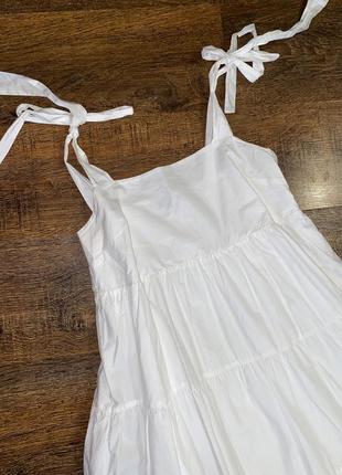 Белое сарафан с пышным юбкой платья макси хлопковое платье premium ярусное платье в пол белое платье зефирка сарафан со сборками3 фото