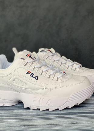 Распродажа! fila disruptor кроссовки женские кожаные на подъеме фила белые весенние осенние демисезонные отменные качество низкие кожа8 фото