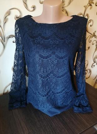 Стильная блузка темно-синего цвета1 фото