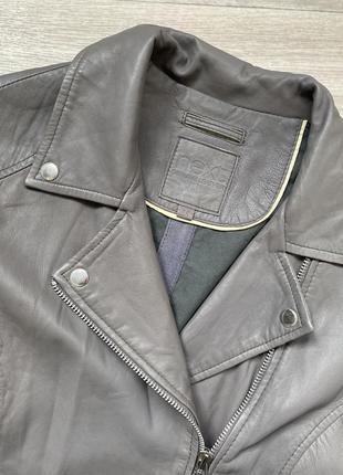 Натуральная серая кожаная куртка-косуха от next7 фото