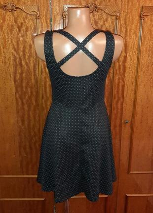 Базовое черное короткое приталенное платье в горошек h&amp;m, размер 44 - 463 фото