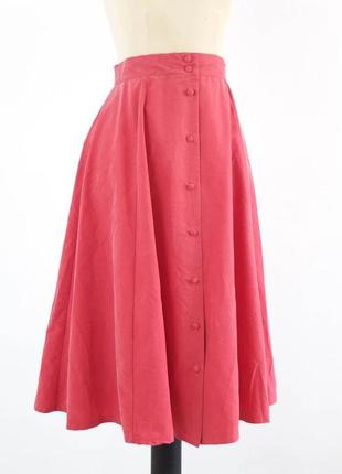 Женская юбка миди лён винтаж ретро стиль женский одежда базовая мода женские1 фото