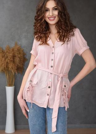 Блуза жіноча, пудрового кольору, розмір l (46).