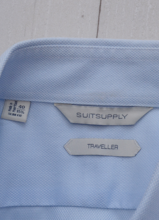 Suitsupply классическая голубая однотонная рубашка от дорогого бренда модель traveller slim7 фото