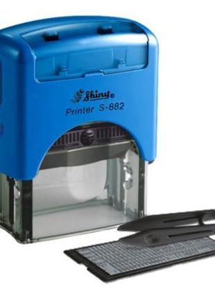 Самонаборный штамп 38x14 мм,  3-х строчный синий, shiny printer s-882