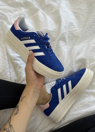 Адидас газель синие adidas gazelle bold blue/pink