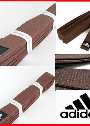 Пояс для кимоно карате тхекводо дзюдо айкидо  adidas elite коричневый одежда боевых единоборств1 фото