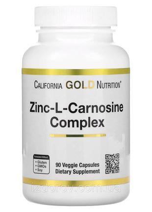 Цинк l-карнозин california gold nutrition zinc l-carnosine complex 90 вегетаріанських капсул2 фото