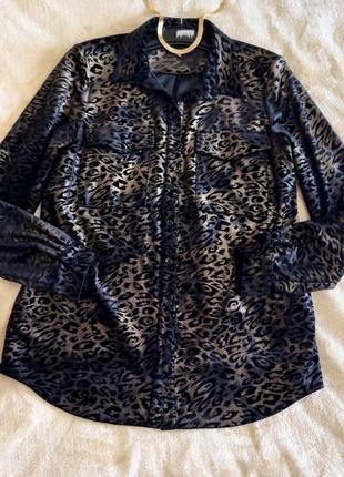 Невероятная стильная блуза, леопардовый принт, сетка, имитация, велюр rossini