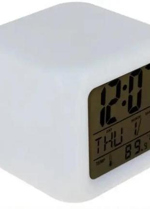 Часы хамелеон cx 508 с термометром будильником и подсветкой2 фото