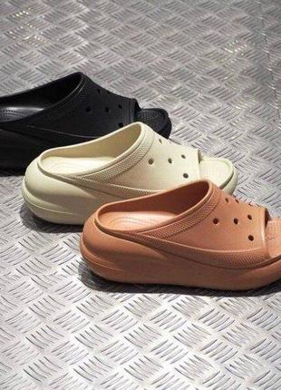 Крокс класік краш шльопанці платформа коричневі crocs classic crush platform slide cork4 фото