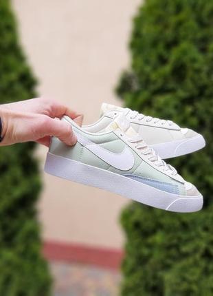 Женские кеды nike blazer low &lt;unk&gt; низкие бежевые с бирюзовым3 фото