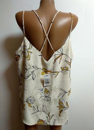Кремовая блуза майка топ цветочный принт 20/54-56 размера4 фото
