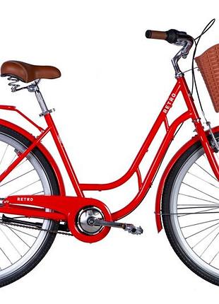 Велосипед st 28" dorozhnik retro планет. рама-" з багажником задн st з кошиком pl з крилом st 2024 (чорний)