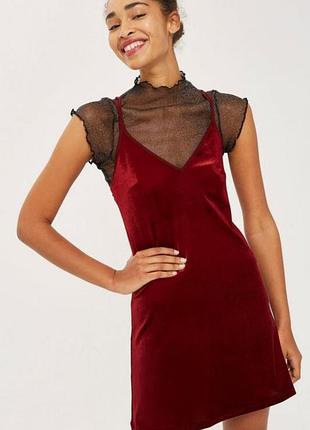 Бархатное платье topshop velvet slip dress