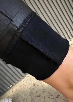 Теплые кожаные утепленные брюки на флисе из экокожи2 фото