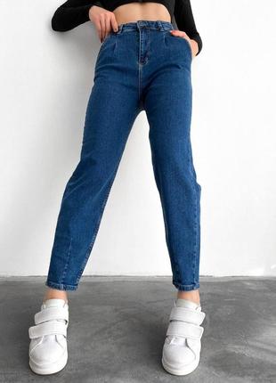 Женские джинсы слоучи, классические, синие, на высокой посадке, джинс коттон туречня, прямые, мом, зауженные, укороченные, голубые, мом,4 фото