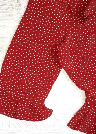 Красивая приталенная блузка бордо в горошек topshop, размер 46 - 485 фото