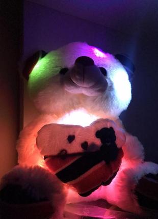 Мягкая игрушка светящийся мишка тедди, плюшевый медведь с огоньками красиво светится