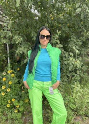 Sale🔥🔥🔥🔥 лаймовые широкие джинсы zara р.38 наш 44/465 фото