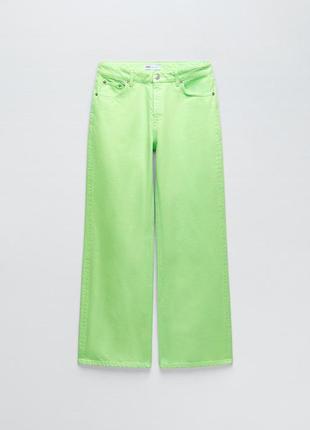 Sale🔥🔥🔥🔥 лаймовые широкие джинсы zara р.38 наш 44/469 фото