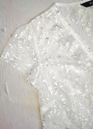 Красивая ажурная белая блуза f&f, размер 48 - 504 фото