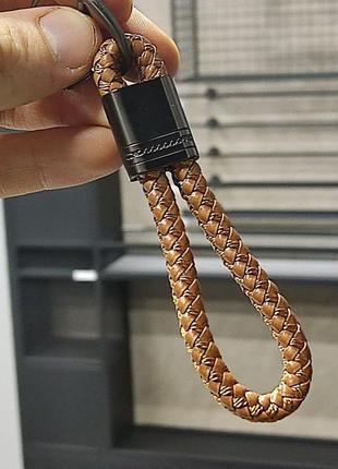 Кожаный плетеный брелок для автомобильных ключей универсальный, брелок с кожаным ремешком для ключей от дома3 фото