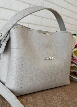 Женская мини сумочка на плечо экокожа зара, качественная классическая маленькая сумка для девушек zara серая серый5 фото