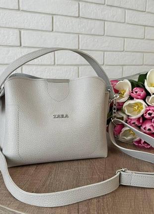 Женская мини сумочка на плечо экокожа зара, качественная классическая маленькая сумка для девушек zara серая серый3 фото