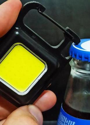 Ліхтарик брелок акумуляторний led cob з карабіном і магнітом 500 mah4 фото