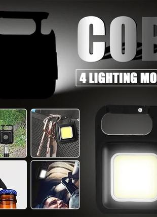 Ліхтарик брелок акумуляторний led cob з карабіном і магнітом 500 mah9 фото