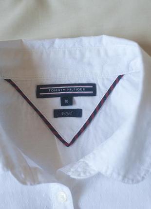 Белая женская котоновая рубашка tommy hilfiger, размер s, m6 фото