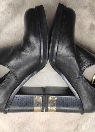 Черные кожаные туфли открыты ботильоны ботинок болсиков челси на каблуке4 фото