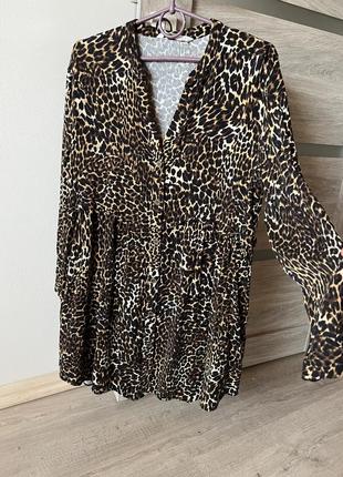 Тигровое леопардовое платье zara свободного кроя