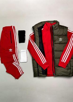 Комплект 5в1 в стиле adidas RYV весна-осень, спортивный набор: кофта на молнии + брюки + жилет + 2 пары носков