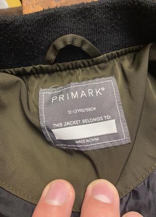 Детская куртка (бомбер) primark (примарк 12-13 лет 152-158 см оригинал хаки-черная)4 фото