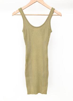 H&m трикотажное платье-бодикон мини в рубчик