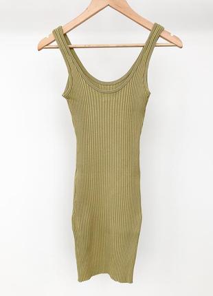 H&m трикотажне плаття-бодікон міні у рубчик3 фото