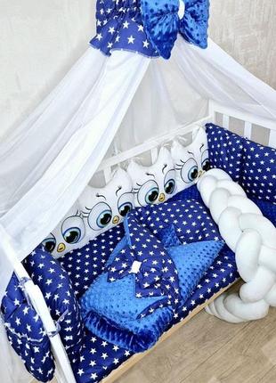 Детская постель с милыми совенками4 фото