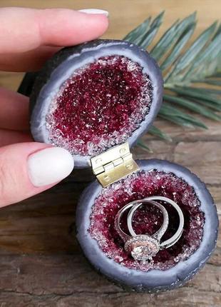 Подарочная шкатулка,натуральный кристалл коробочка для  помолвочного кольца ,3 фото