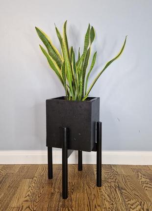 Комплект підставок 2 шт. для вазонів,квітів з дерева wooddecor чорного кольору висока і низька4 фото