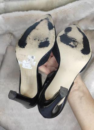 Черные лаковые кожаные туфли лодочки рептилия sisley6 фото